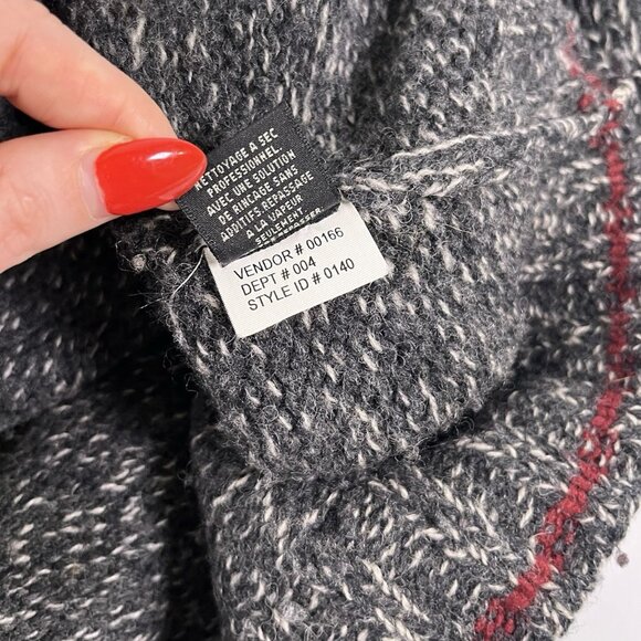 Eddie Bauer Large Wool Blend Marled Crewneck Knit Sweater Red Trim Grandpa Cabin - Picture 8 of 8